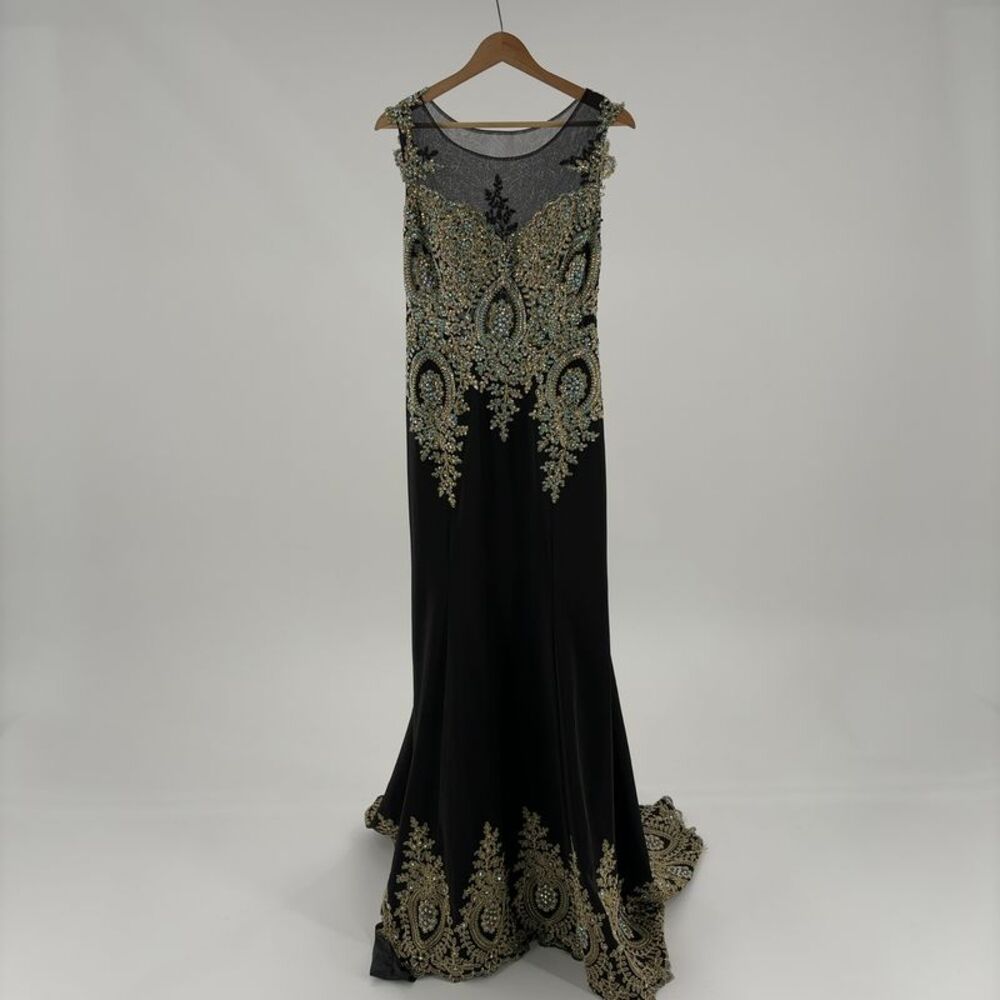Romance Couture Black & Gold Sequence Dress